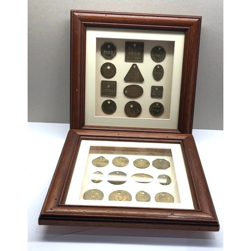 371 - 2 Framed collection of miners pit tokens