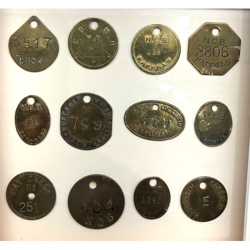 371 - 2 Framed collection of miners pit tokens