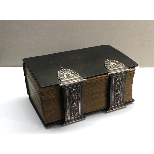 372 - 1867 Leather bound Dutch Bible with silver clasps