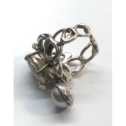 133 - Large designer type silver stone set dress ring