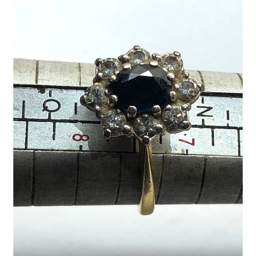 148 - 18ct gold sapphire and diamond ring, the sapphire measures approx 7mm by 6mm the diamonds are approx... 