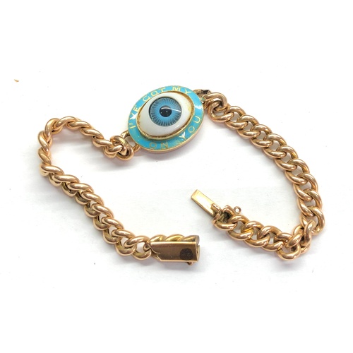 153 - Antique 15ct gold and enamel ive got my eye on you bracelet weight 16.1g not hallmarked but acid tes... 