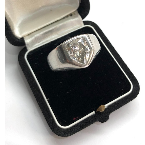 157 - Large 3.5 carat diamond ring set in platinum mount diamond measures approx 12mm by 9mm weight 35.8g