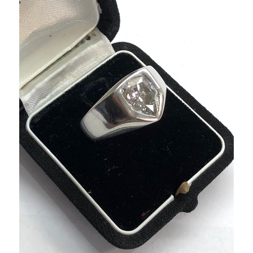 157 - Large 3.5 carat diamond ring set in platinum mount diamond measures approx 12mm by 9mm weight 35.8g