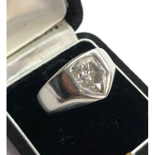 157 - Large 3.5 carat diamond ring set in platinum mount diamond measures approx 12mm by 9mm weight 35.8g