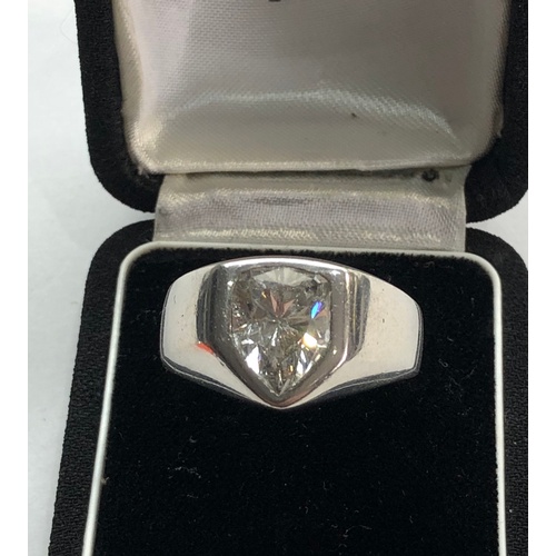 157 - Large 3.5 carat diamond ring set in platinum mount diamond measures approx 12mm by 9mm weight 35.8g