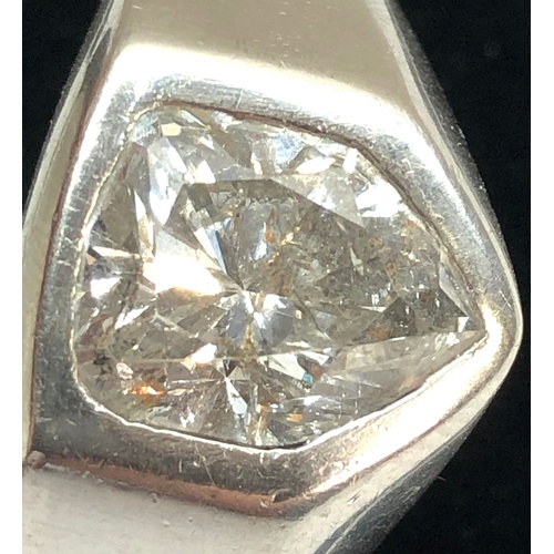 157 - Large 3.5 carat diamond ring set in platinum mount diamond measures approx 12mm by 9mm weight 35.8g