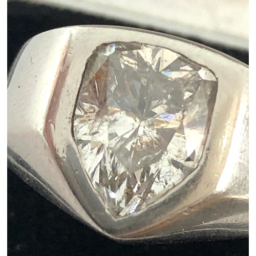 157 - Large 3.5 carat diamond ring set in platinum mount diamond measures approx 12mm by 9mm weight 35.8g