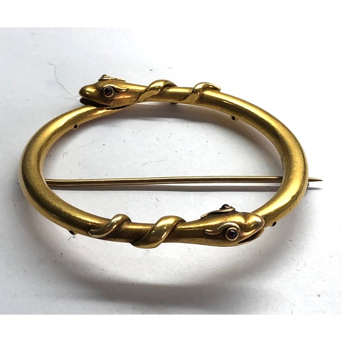 160 - Large antique 18ct gold snake brooch weight 15.2 grams measures approx 60mm by 58mm