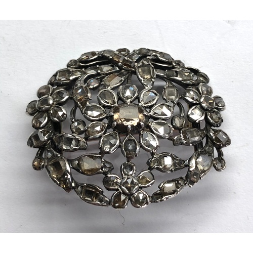 161 - Antique rose diamond brooch set in silver and gold mounts measure approx 40mm by 35mm centre stone m... 