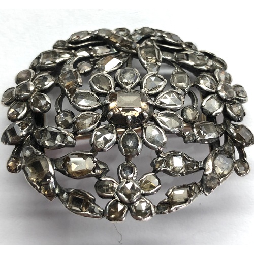 161 - Antique rose diamond brooch set in silver and gold mounts measure approx 40mm by 35mm centre stone m... 