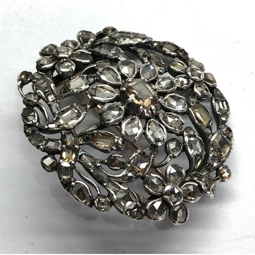 161 - Antique rose diamond brooch set in silver and gold mounts measure approx 40mm by 35mm centre stone m... 