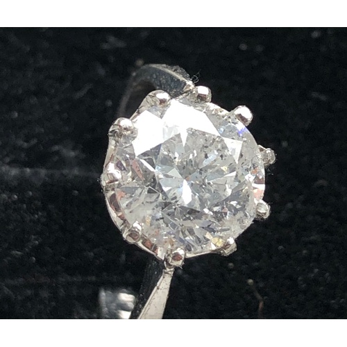 164 - Fine 2.5ct diamond ring sone measures approx 9mm dia set in platinum