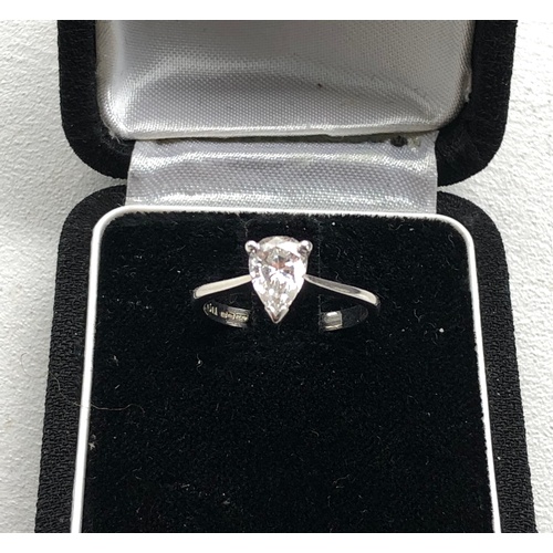 165 - Heart shaped diamond ring diamond measures approx 8.5mm by 6mm set in 18ct white gold