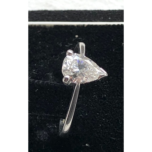 165 - Heart shaped diamond ring diamond measures approx 8.5mm by 6mm set in 18ct white gold