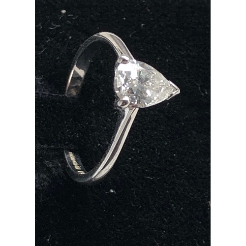 165 - Heart shaped diamond ring diamond measures approx 8.5mm by 6mm set in 18ct white gold