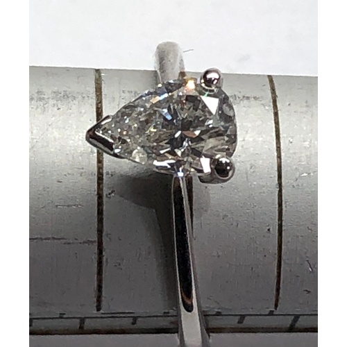 165 - Heart shaped diamond ring diamond measures approx 8.5mm by 6mm set in 18ct white gold