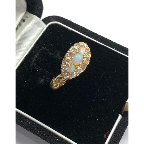 167 - Antique 18ct gold diamond and opal ring