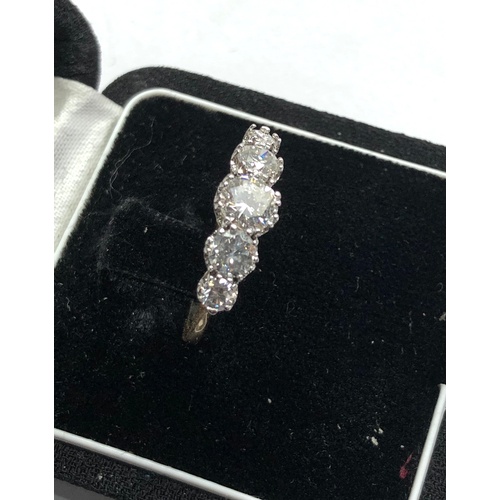 178 - Vintage 5 stone diamond ring central diamond measures approx 5.5mm dia 1.34ct