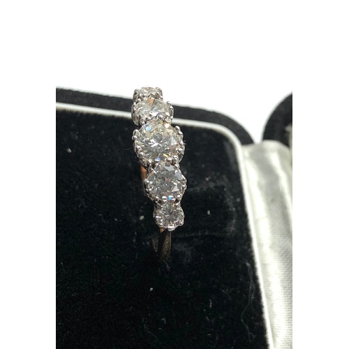 178 - Vintage 5 stone diamond ring central diamond measures approx 5.5mm dia 1.34ct