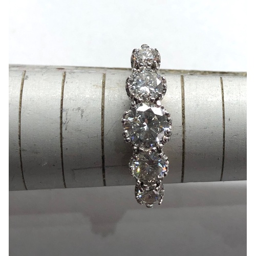 178 - Vintage 5 stone diamond ring central diamond measures approx 5.5mm dia 1.34ct