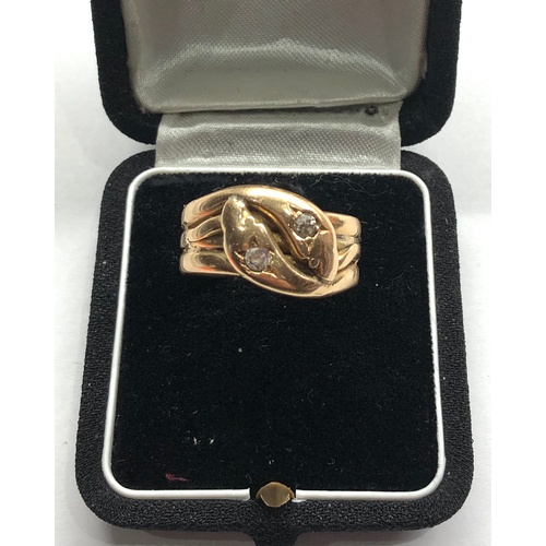 179 - Vintage 18ct and diamond snake ring weight 10.5g