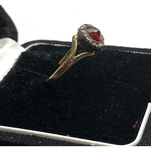 182 - Antique 15ct rose diamond and garnet ring missing rose diamonds not hallmarked but acid tested s 15c... 