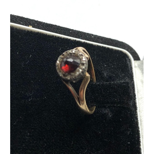 182 - Antique 15ct rose diamond and garnet ring missing rose diamonds not hallmarked but acid tested s 15c... 