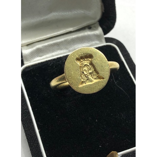 190 - 18ct gold seal ring weight 9.8g not hallmarked but acid tested as 18ct gold