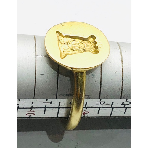 190 - 18ct gold seal ring weight 9.8g not hallmarked but acid tested as 18ct gold