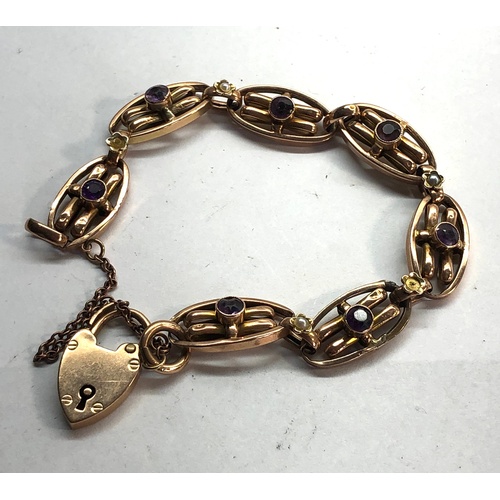 192 - Vintage 9ct gold stone set bracelet weight 12.4g