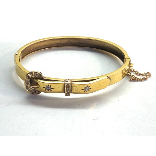 196 - Antique 15ct gold diamond set buckle bracelet weight 11.6g full 15ct gold hallmarks