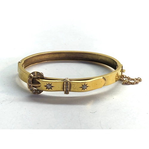 196 - Antique 15ct gold diamond set buckle bracelet weight 11.6g full 15ct gold hallmarks