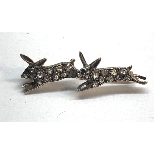 200 - Rose diamond rabbit brooch set with rose diamonds two rabbits approx 33mm wide silver and gold backe... 