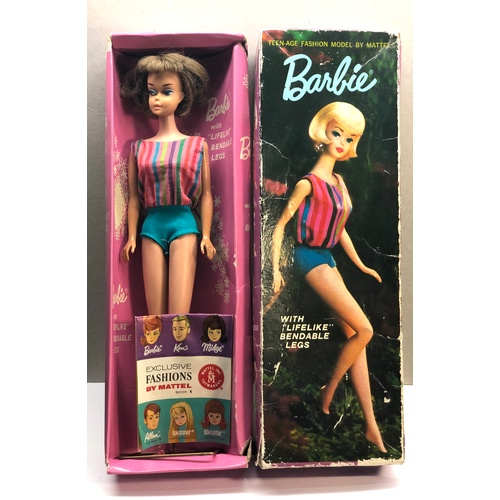 400 - Original vintage boxed vintage barbie doll complete with booklet and stand in box, no hair plugs mis... 