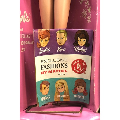 400 - Original vintage boxed vintage barbie doll complete with booklet and stand in box, no hair plugs mis... 