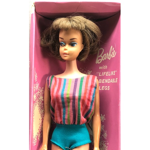 400 - Original vintage boxed vintage barbie doll complete with booklet and stand in box, no hair plugs mis... 