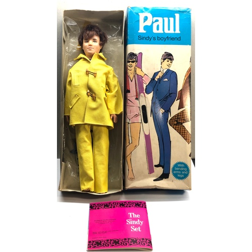 402 - Original Vintage boxed Sindys boy friend Paul  complete with booklet and stand in box