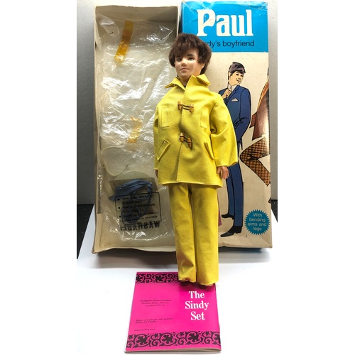 402 - Original Vintage boxed Sindys boy friend Paul  complete with booklet and stand in box