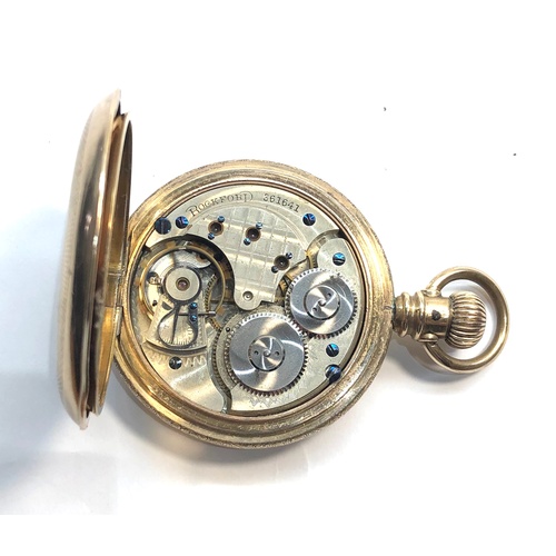 214 - Rockford rolled gold full hunter case decorated on edges pocket watch the  movement no 361641 white ... 