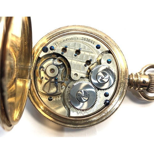 214 - Rockford rolled gold full hunter case decorated on edges pocket watch the  movement no 361641 white ... 