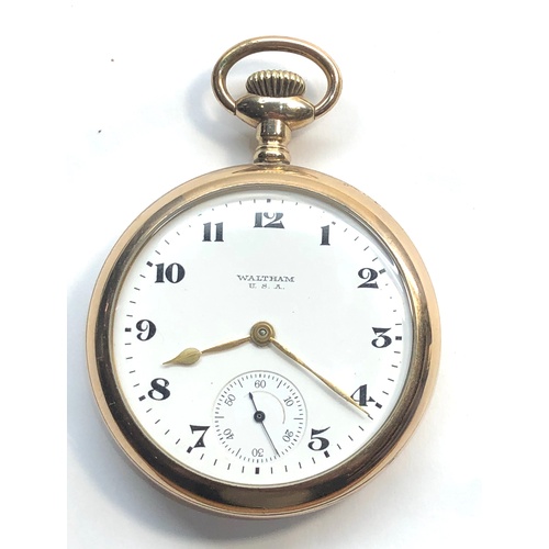 215 - Waltham A.W.W Co Waltham mass  pocket watch star and rack micro regulator rolled gold case open face... 