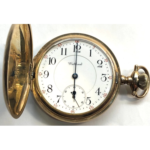 216 - Waltham Riverside maximus pocket watch three quarter plate lever movement 23 jewels gold train diamo... 