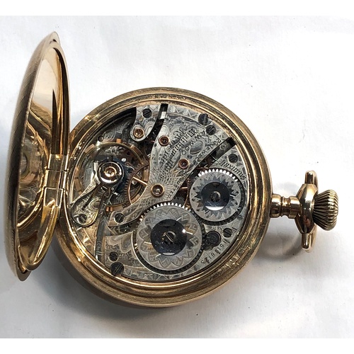 216 - Waltham Riverside maximus pocket watch three quarter plate lever movement 23 jewels gold train diamo... 