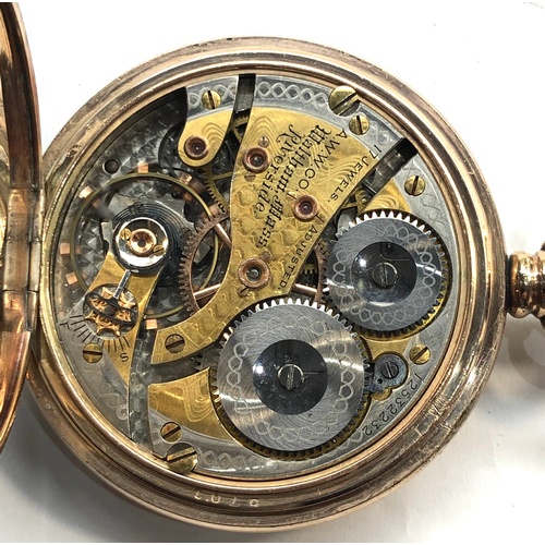 217 - Waltham Riverside pocket watch 3/4 plate lever movement 17 jewels No 12532232 stamped A.W.W Co Walth... 