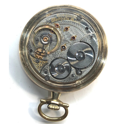 218 - Waltham Vanguard pocket watch full plate lever movement 23 jewel movement decorated with damascening... 