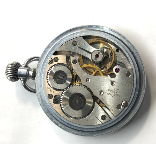 219 - Black dial military Waltham pocket watch screw back and front black dial military arrow 13246 moveme... 