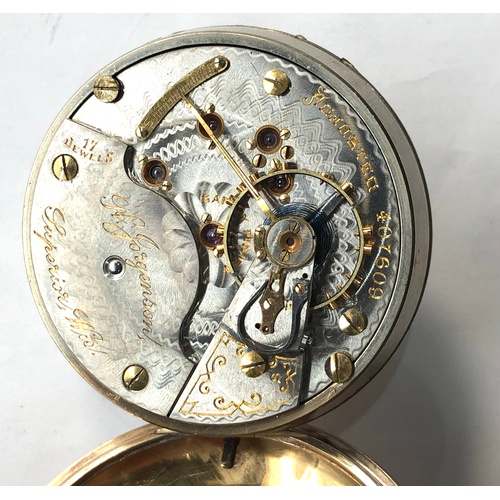 221 - Antique Swiss  H Jorgensen pocket watch full plate lever movement finely engraved 17 jewels gold pla... 