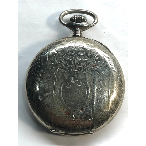 230 - 8 day open faced pocket watch watch winds and ticks good condition measure approx 49mm dia metal cas... 