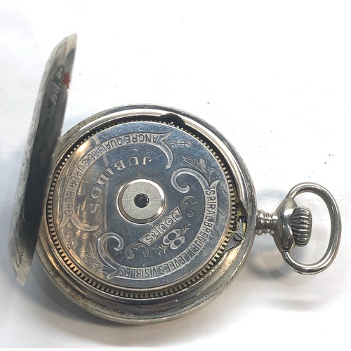 230 - 8 day open faced pocket watch watch winds and ticks good condition measure approx 49mm dia metal cas... 